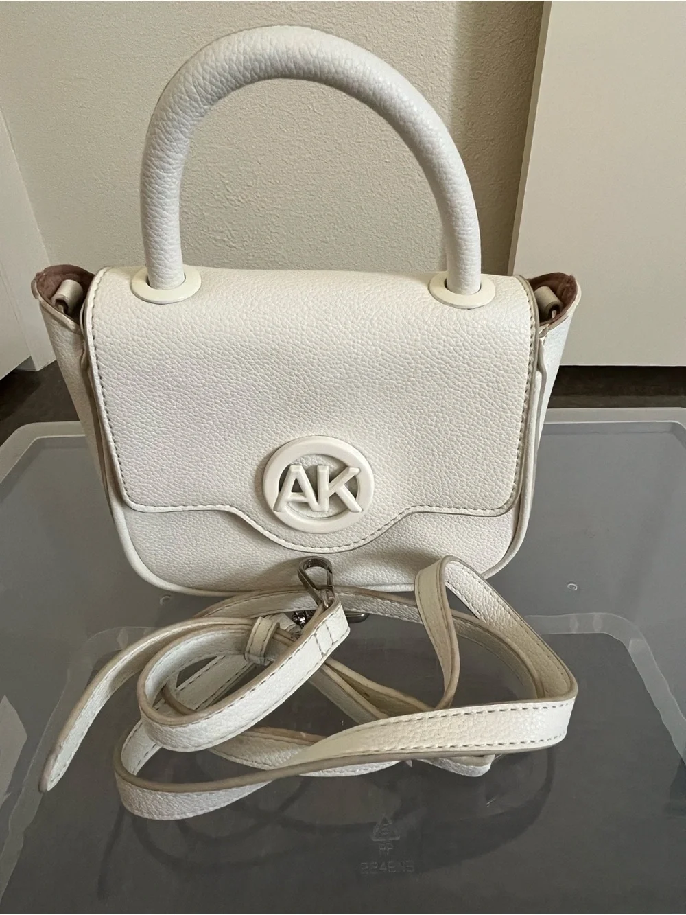 Anne Klein White Pebbled Top-Handle Satchel